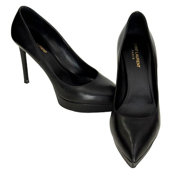 Saint Laurent black platform leather pumps size 10.5 / eu 40.5 - Picture 7 of 8